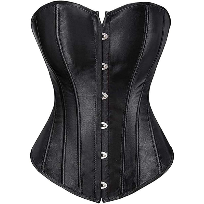 Shavita - Underbust Lace- Up Corset Belt / Plain Long-Sleeve Mini